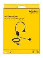 DELOCK headphones με μικρόφωνο 27177, mono, USB, volume control, μαύρα - Image 3