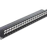 DELOCK keystone patch panel 43277, 19"/1U, 24 ports, μαύρο