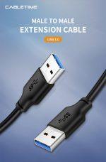 CABLETIME καλώδιο USB CT-AMAMN, 5 Gbps, 3m, μαύρο - Image 2
