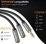 CABLETIME καλώδιο ήχου 3.5mm σε 2x 3.5mm CT-P12G, 3-pole, 20cm, μαύρο - Image 2