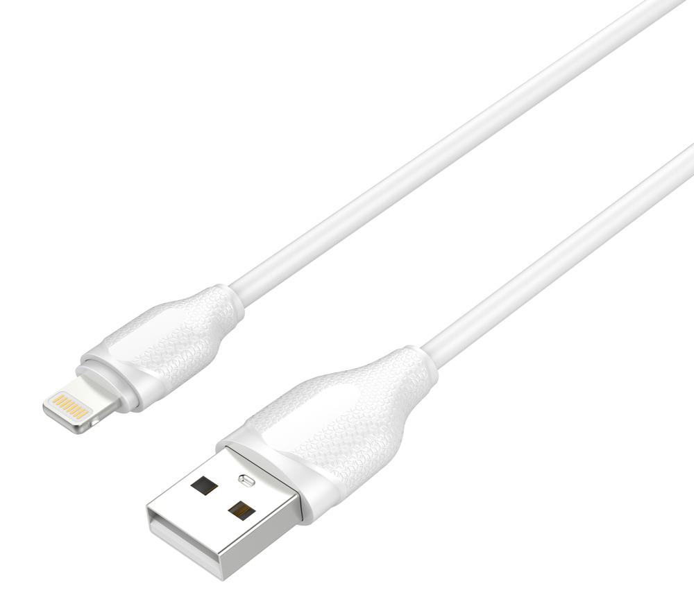 5210131073445 LDNIO καλώδιο Lightning σε USB LS371, 2.1A, 1m, λευκό - Image 1