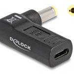 DELOCK αντάπτορας τροφοδοσίας 60011, USB-C σε 5.5x2.5mm, 90°, μαύρος