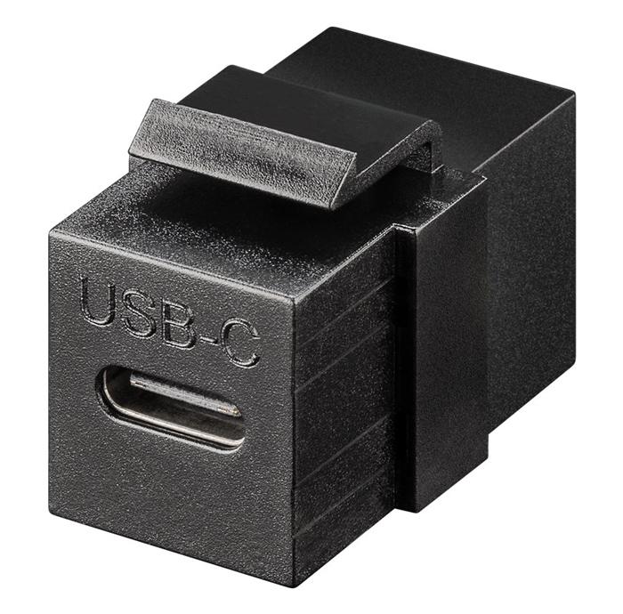 61261 GOOBAY keystone module USB-C 3.2 Gen 2 61261, θηλυκό σε θηλυκό, μαύρο - Image 1