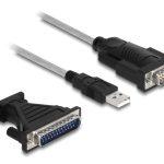 DELOCK καλώδιο USB σε RS-232 DB9 61314 με αντάπτορα DB25, 1.8m, μαύρο