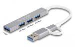 DELOCK USB hub 64214, 4x θυρών, 5Gbps, USB & USB-C σύνδεση, γκρι - Image 3