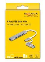 DELOCK USB hub 64214, 4x θυρών, 5Gbps, USB & USB-C σύνδεση, γκρι - Image 4