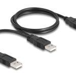 DELOCK καλώδιο USB σε 2x USB 80000, 480Mbps, 70cm, μαύρο