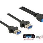 DELOCK καλώδιο USB 3.0 19 pin header (F) σε 2x USB 3.0 (F) 85244, 80cm
