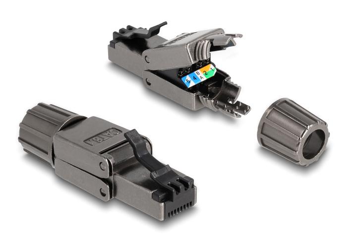 86514 DELOCK βύσμα RJ45 CAT 8.1 STP 86514, tool-free, γκρι - Image 1