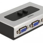 DELOCK VGA switch 87758, 2 σε 1, bidirectional, 1080p/60Hz, ασημί