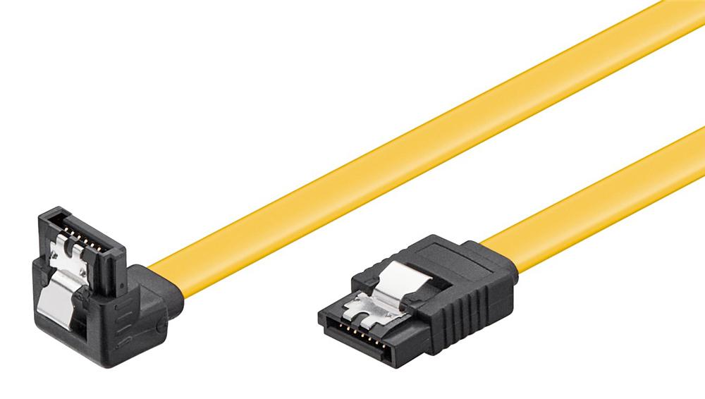 95018 GOOBAY καλώδιο SATA 95018, γωνιακό, 6Gbps, 0.3m, κίτρινο - Image 1