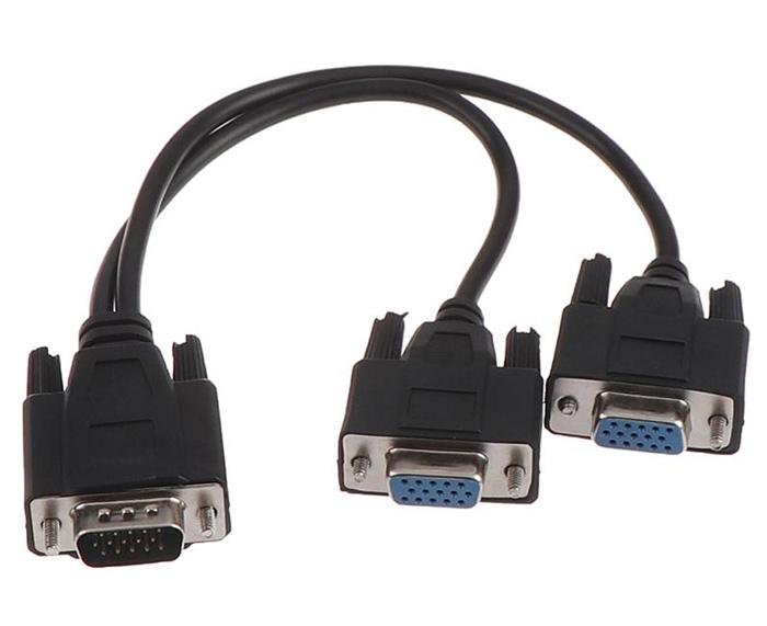 CAB-G039 POWERTECH VGA splitter CAB-G039, 2 σε 1, HD, 0.20m, μαύρο - Image 1