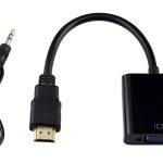 POWERTECH αντάπτορας HDMI σε VGA CAB-H071, με audio jack, μαύρο, 0.20m