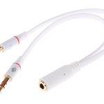 POWERTECH καλώδιο 2x 3.5mm σε 3.5mm θηλυκό CAB-J048, 0.2m, λευκό