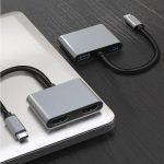 POWERTECH docking station CAB-UC083, 4 θυρών, USB-C, 4K, 100W, γκρι - Image 3