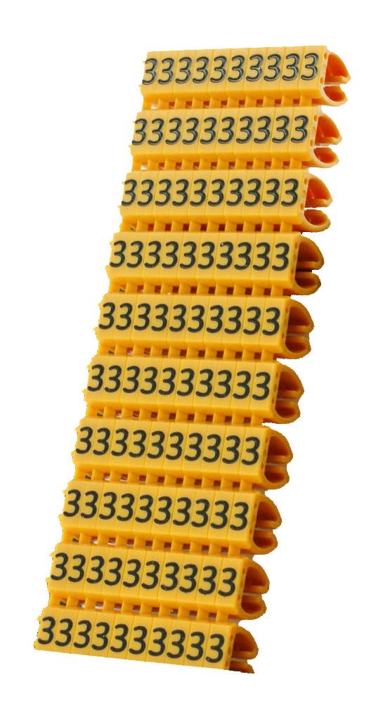 CLIP-004 POWERTECH Clip αρίθμησης καλωδίου Νο 3, Orange, 10τεμ. - Image 1