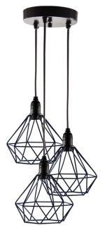 POWERTECH τρίφωτο φωτιστικό οροφής HLL-0004, E27, Φ20, μεταλλικό, μαύρο
