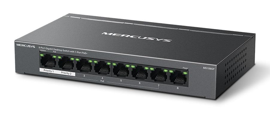 MS108GP MERCUSYS Desktop Switch MS108GP, 8x 10/100/1000 Mbps, PoE+, Ver. 1.0 - Image 1