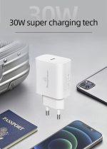 POWERTECH φορτιστής τοίχου PT-1043, USB-C, PD QC3.0, 30W, λευκός - Image 2