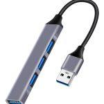 POWERTECH USB hub PT-1114, 4x θυρών, 5Gbps, USB σύνδεση, γκρι