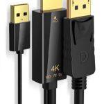 POWERTECH καλώδιο HDMI σε DisplayPort PTH-104, USB, 4K, 1.8m, μαύρο
