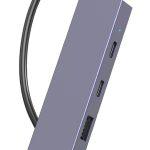 POWERTECH USB hub PTH-110, 4x θυρών, 10Gbps, USB-C σύνδεση, γκρι