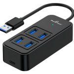 POWERTECH USB 3.2 hub PTR-0153, 4x θυρών, 5Gbps, USB σύνδεση, μαύρο