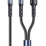 USAMS καλώδιο ήχου 3.5mm σε USB-C & 3.5mm US-SJ555, 1.2m, μαύρο