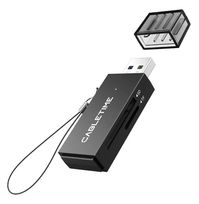 CT-ASD3-PB CABLETIME card reader CT-ASD3-PB για SD & micro SD, USB, 5Gbps, μαύρο - Image 1