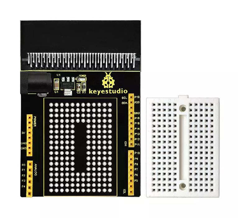 KS0292 KEYESTUDIO Micro:bit prototyping shield V1 KS0292, με small breadboard - Image 1