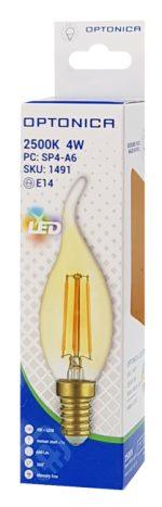 OPTONICA LED λάμπα Candle T35 Filament 1491, 4W, 2500K, E14, 400lm - Image 2