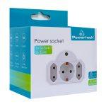 POWERTECH αντάπτορας ρεύματος PT-816, 1x schuko, 2x euro, 16A, λευκός - Image 2