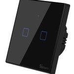 SONOFF smart διακόπτης ΤΧ-T3EU2C, αφής, Wi-Fi, διπλός, μαύρος