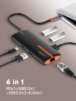 LDNIO USB hub DS-26U με θύρα δικτύου, 6 θυρών, USB-C σύνδεση, 100W PD, λευκό - Image 5