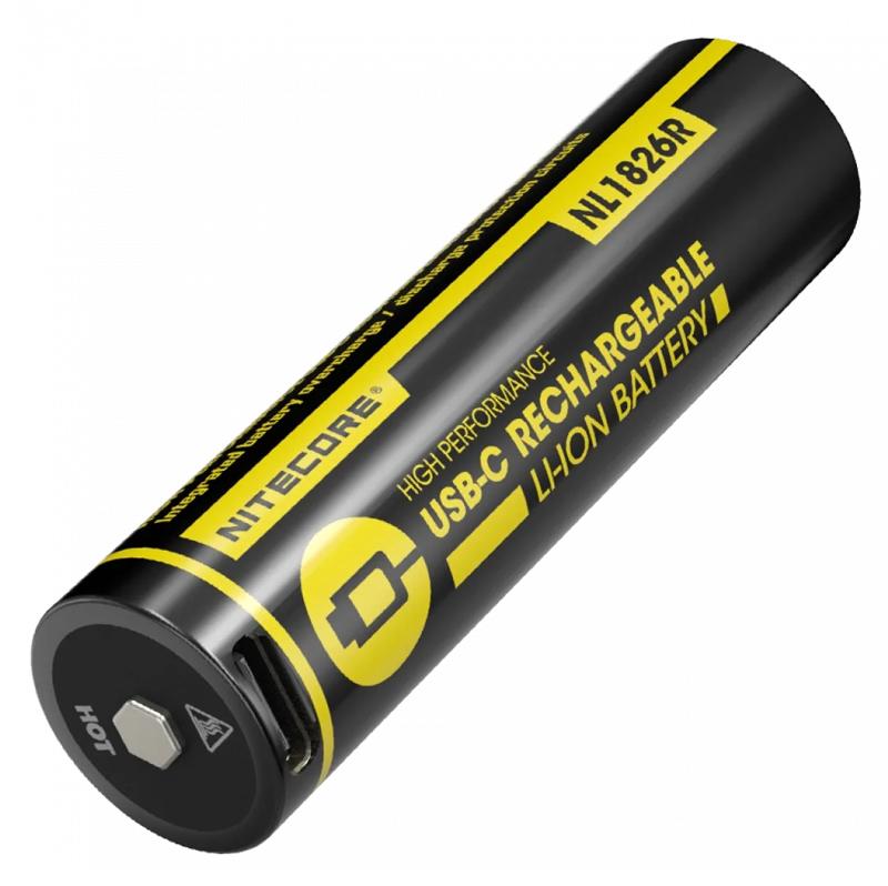 6952506496037 NITECORE επαναφορτιζόμενη μπαταρία τύπου 18650 NL1826R, 2600mAh, USB-C - Image 1