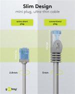 GOOBAY καλώδιο δικτύου 74220, CAT 6A U/UTP, slim, copper, 500MHz, 0.25m, γκρι - Image 3