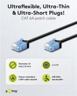 GOOBAY καλώδιο δικτύου 74234, CAT 6A U/UTP, slim, copper, 500MHz, 2m, μαύρο - Image 2