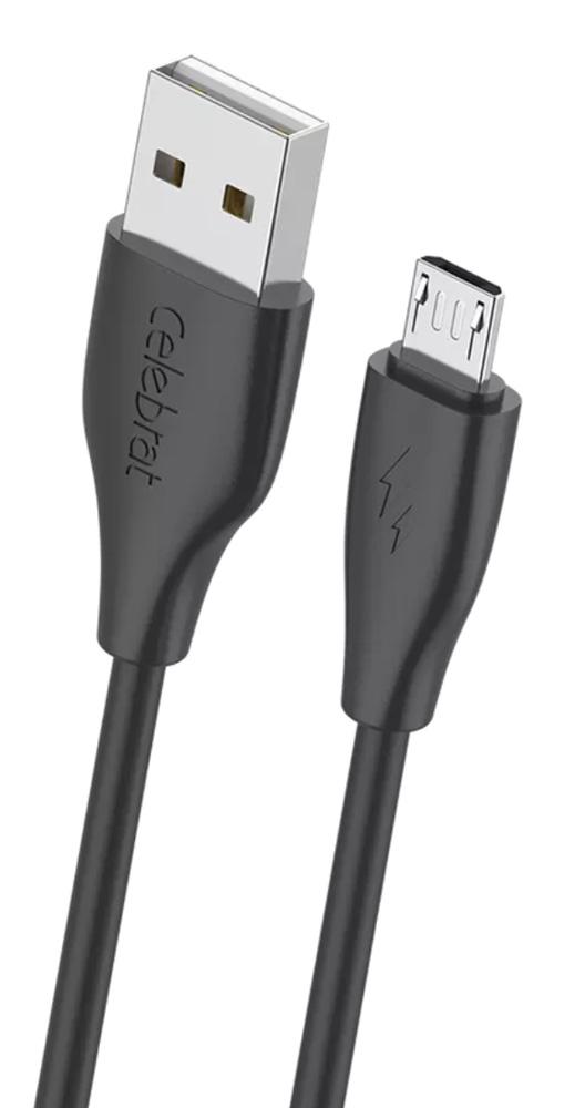 CB-31A-M-BK CELEBRAT καλώδιο micro USB σε USB CB-31, 3A, 480Mbps, 1m, μαύρο - Image 1
