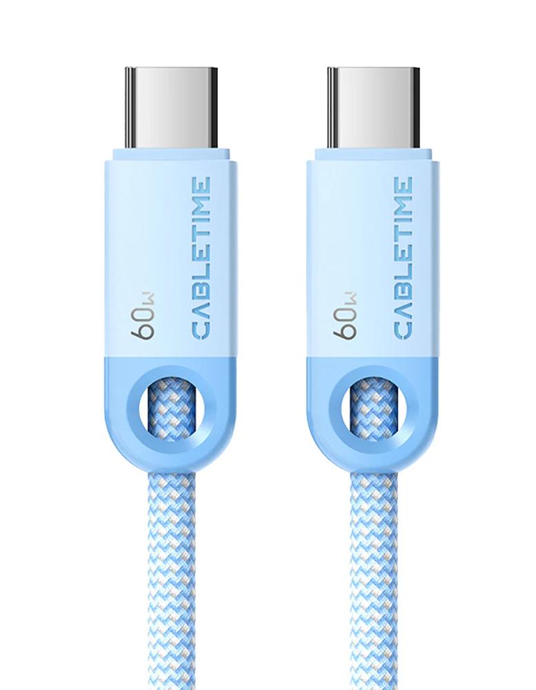 CT-CM60-PBL1 CABLETIME καλώδιο USB-C CT-CM60-PBW, 60W PD, 480Mbps, 1m, μπλε - Image 1