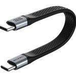CABLETIME καλώδιο USB-C CT-FU4-AG, flat, 240W, 40Gbps, 8K/60Hz, USB4, 0.15m, μαύρο