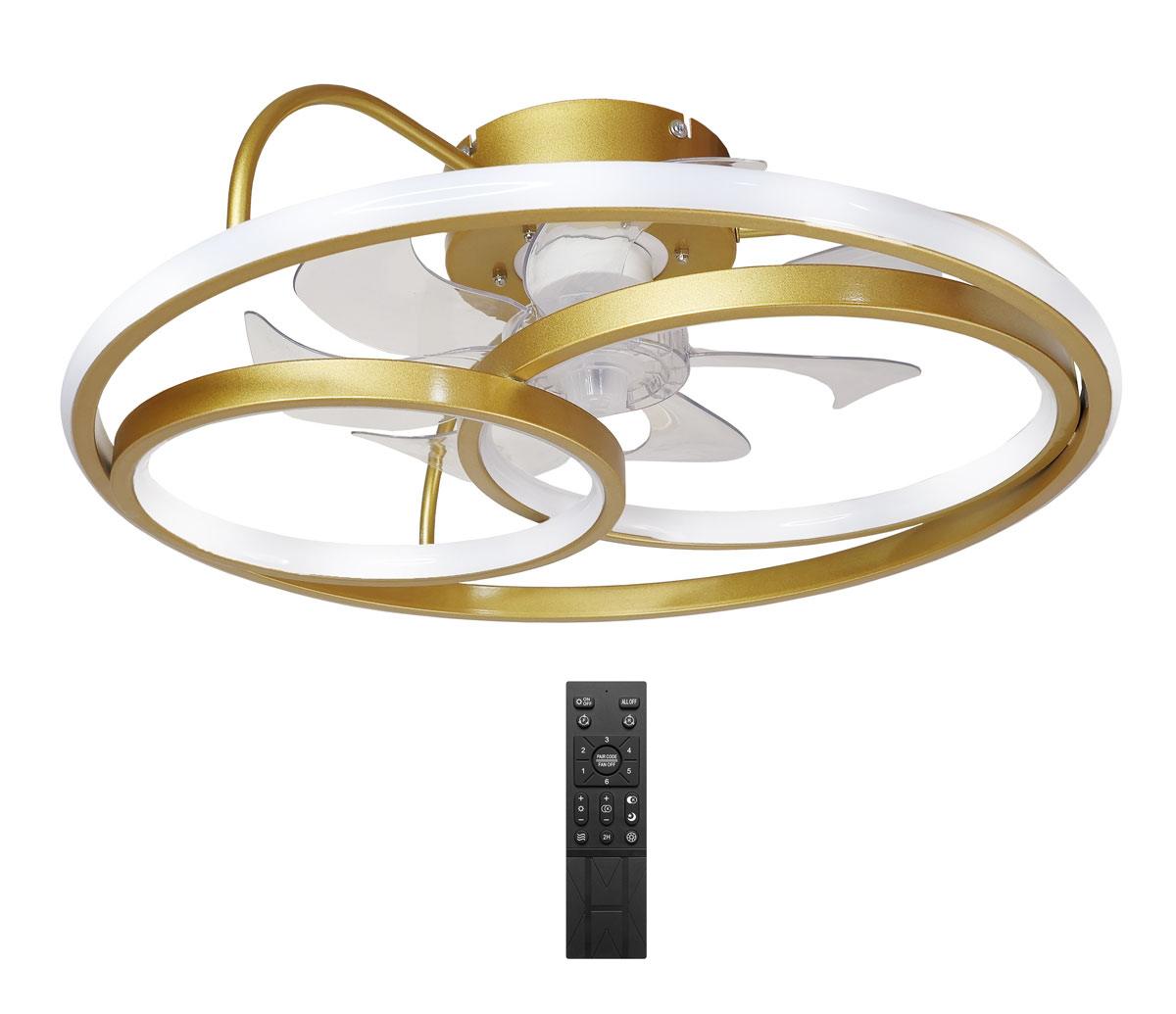 HLL-0178 POWERTECH smart ανεμιστήρας οροφής HLL-0178 με LED φως, 50W, Φ50x21cm, χρυσός - Image 1