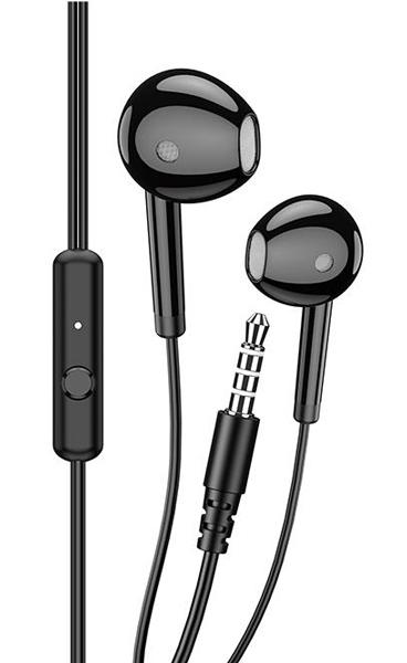 KSC-1301-BK KAKUSIGA earphones με μικρόφωνο KSC-1301, 3.5mm σύνδεση, 14mm, 1.1m, μαύρα - Image 1