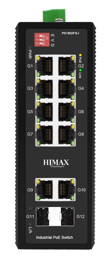 PS1802FG-I HIMAX industrial PoE switch PS1802FG-I, 8x GE PoE/2x GE/2x GF SFP θύρες, έως 1000Mbps - Image 1