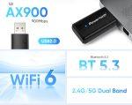 POWERTECH ασύρματος USB αντάπτορας δικτύου & Bluetooth 5.3 PT-1387, 900Mbps WiFi 6 - Image 2