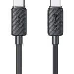 USAMS καλώδιο USB-C σε USB-C US-SJ691, 60W, 480Mbps, 1m, μαύρο