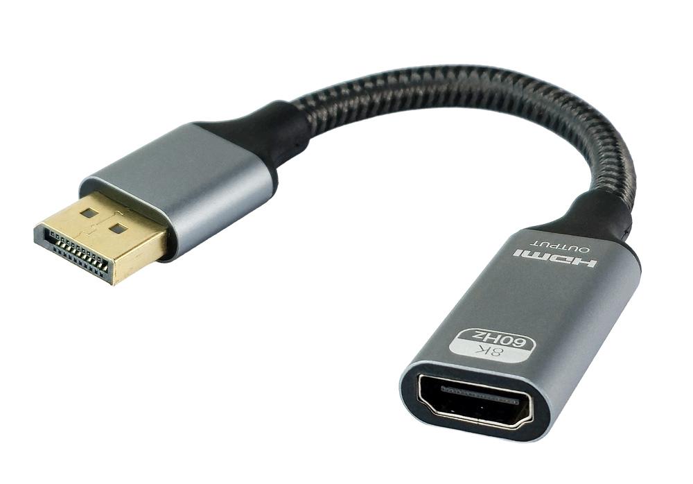 CAB-DP077 POWERTECH αντάπτορας DisplayPort σε HDMI CAB-DP077, 8K/60Hz, 0.1m, μαύρος - Image 1