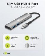 GOOBAY USB hub 76563, 4x θυρών, USB 3.2, 5Gbps, USB-C σύνδεση, γκρι - Image 3