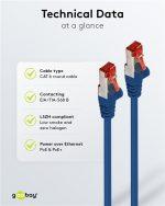 GOOBAY καλώδιο δικτύου 92452, CAT 6 S/FTP, copper, 250MHz, 0.15m, μπλε - Image 6