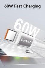 USAMS καλώδιο USB-C SJ756, 60W, 480Mbps, 1.2m, μαύρο/λευκό - Image 4
