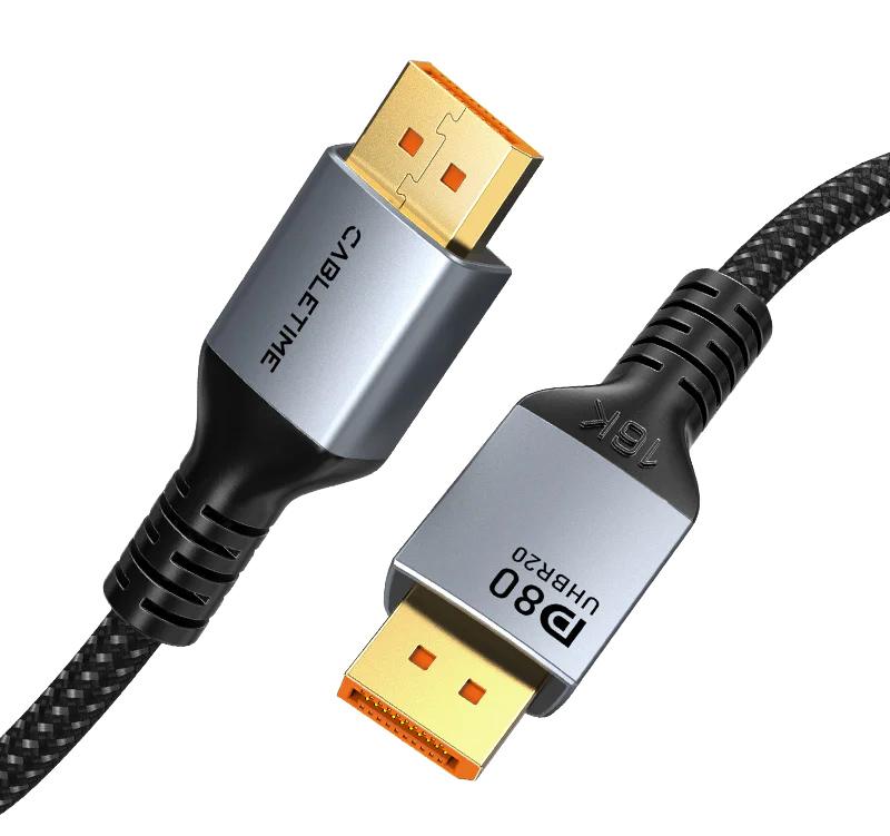 CT-DP16K-AG2 CABLETIME καλώδιο DisplayPort 2.1 CT-DP16K, VESA Certified, 16K/60Hz, 80 Gbps, 2m, μαύρο - Image 1